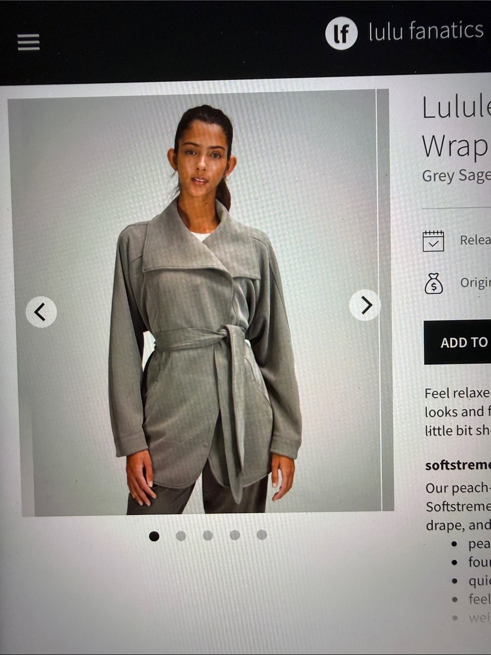 Lululemon Belted Wrap Softstreme